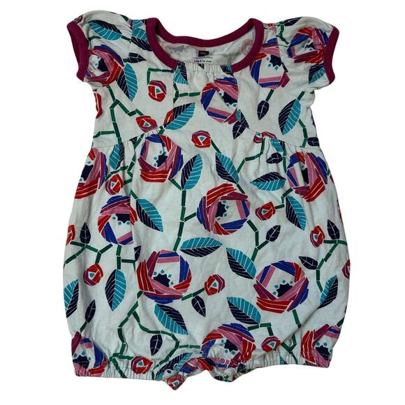Tea Collection 100% Cotton Floral Romper 6-12M - Picture 1 of 4